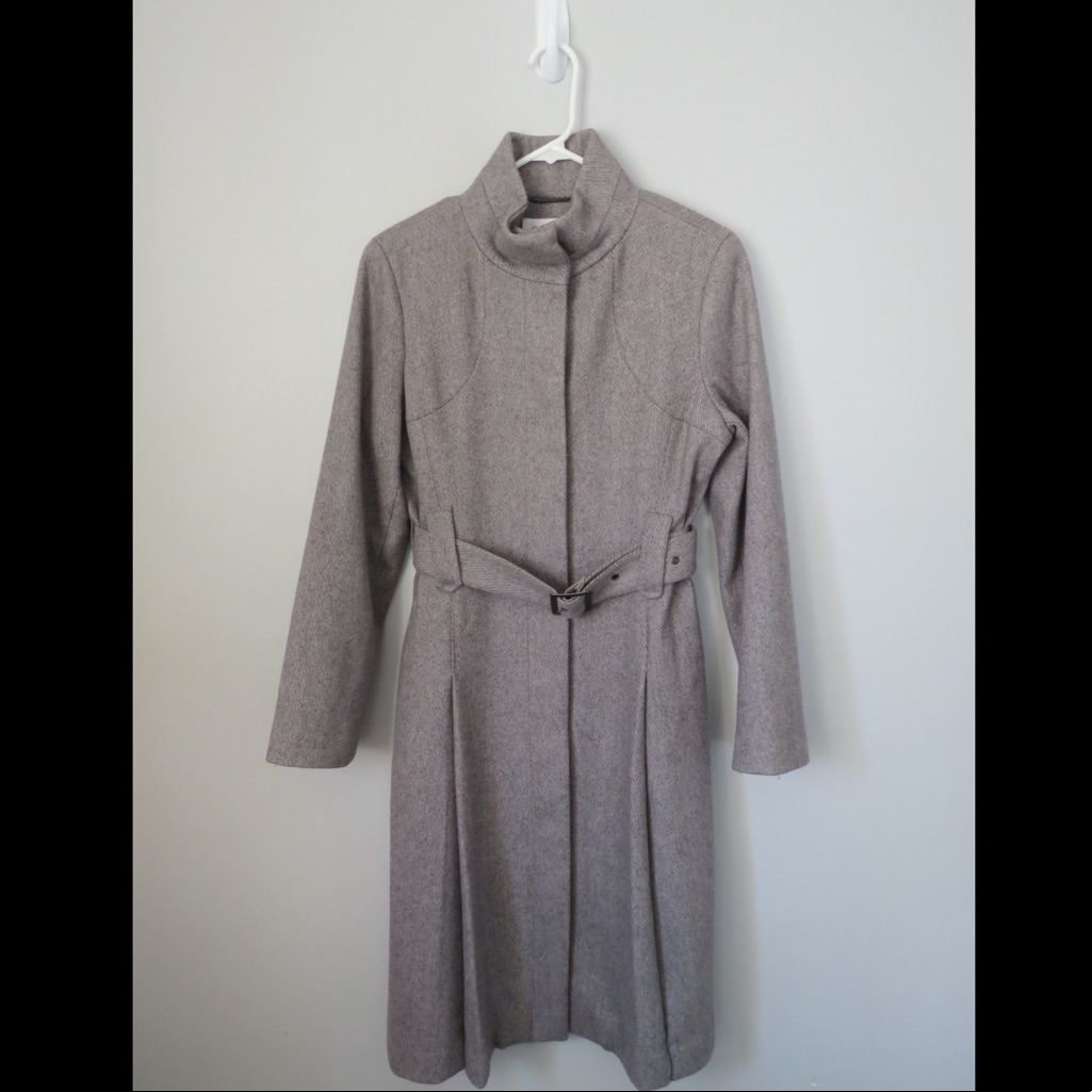 Calvin Klein Wool Blend Belted Coat, 6